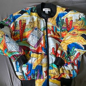 Vintage Carol Horn Workshop Desert Print Bomber Jacket